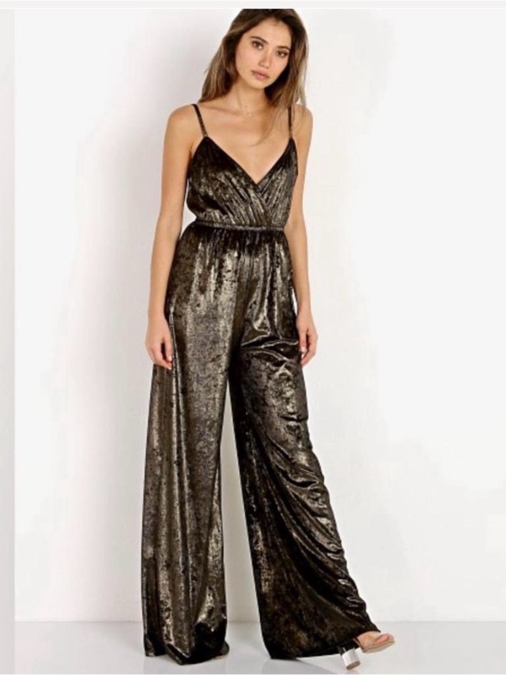 Show me your Mumu The Richards Jonny Gold velvet jumpsuit XL - Picture 2 of 10